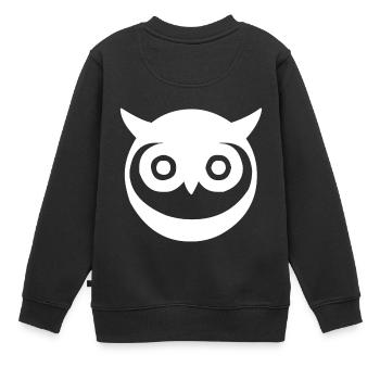 grinsende Eule - Kinder Premium Organic Sweatshirt - Schwarz - Hinten - AI Model Kid Female (0cm)