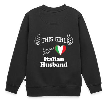 Italien Italia Ehemann Ehefrau Herz Geschenk - Kinder Premium Organic Sweatshirt - Schwarz - Hinten - AI Model Kid Female (0cm)