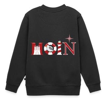 moin, Hamburg, Hansestadt - Kinder Premium Organic Sweatshirt - Schwarz - Hinten - AI Model Kid Female (0cm)