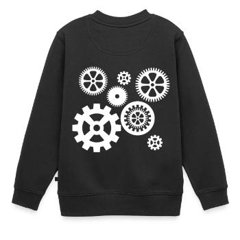Zahnräder - Kinder Premium Organic Sweatshirt - Schwarz - Hinten - AI Model Kid Female (0cm)