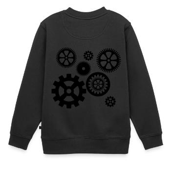 Zahnräder - Kinder Premium Organic Sweatshirt - Schwarz - Hinten - AI Model Kid Female (0cm)