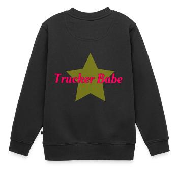 Trucker Babe - Kinder Premium Organic Sweatshirt - Schwarz - Hinten - AI Model Kid Female (0cm)