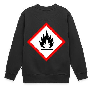 Vorsicht Entflammbar - Kinder Premium Organic Sweatshirt - Schwarz - Hinten - AI Model Kid Female (0cm)