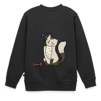 Katze beim Sport - Kinder Premium Organic Sweatshirt - Schwarz - Hinten - AI Model Kid Female (0cm)