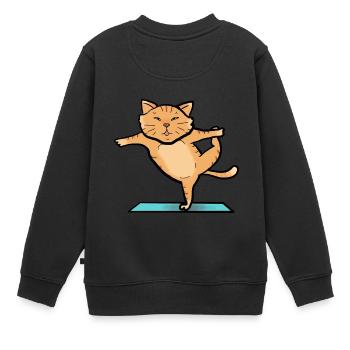 Katze beim Sport - Kinder Premium Organic Sweatshirt - Schwarz - Hinten - AI Model Kid Female (0cm)