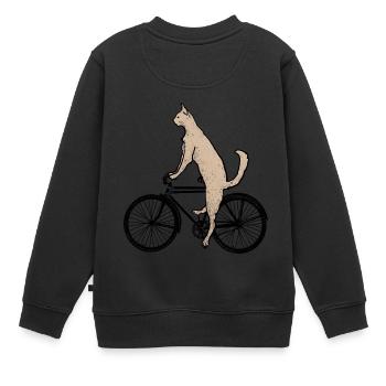Chat sur le vélo - Sweat Premium enfant bio - noir - Dos - AI Model Kid Female (0cm)