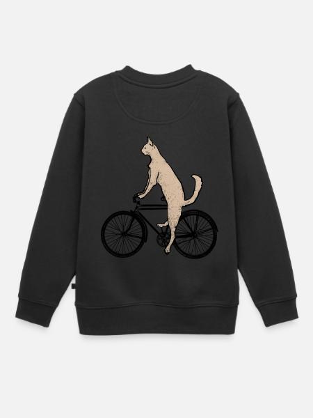 Chat sur le vélo - Sweat Premium enfant bio - noir