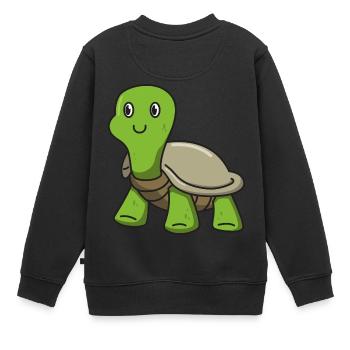 Tortue cadeau animaux nature dessin animé enfants mignons - Sweat Premium enfant bio - noir - Dos - AI Model Kid Female (0cm)