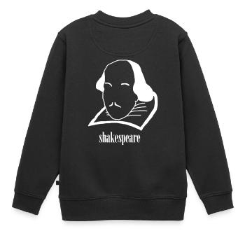 Shakespeare Kopf (in weiß) - Geschenkidee - Kinder Premium Organic Sweatshirt - Schwarz - Hinten - AI Model Kid Female (0cm)
