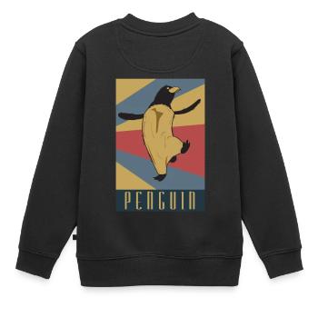 Pinguin Retro Geschenk Idee - Kinder Premium Organic Sweatshirt - Schwarz - Hinten - AI Model Kid Female (0cm)