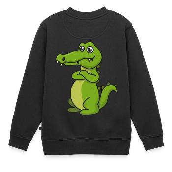 Krokodil Comic Geschenk Kroko Kind Echse Tier Nil - Kinder Premium Organic Sweatshirt - Schwarz - Hinten - AI Model Kid Female (0cm)