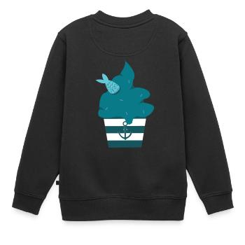 Poisson muffin - Sweat Premium enfant bio - noir - Dos - AI Model Kid Female (0cm)