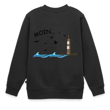 Moin dit l'un sur la côte nord de l'Allemagne, mer Baltique - Sweat Premium enfant bio - noir - Dos - AI Model Kid Female (0cm)