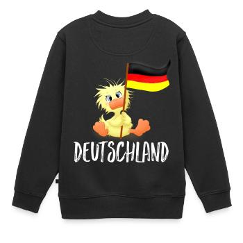 WEmmi Deutschland - Schrift in Weiß - Kinder Premium Organic Sweatshirt - Schwarz - Hinten - AI Model Kid Female (0cm)