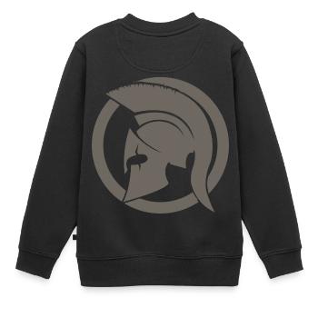 Grauer Spartaner - Kinder Premium Organic Sweatshirt - Schwarz - Hinten - AI Model Kid Female (0cm)