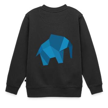 Elefant Origami blau - Kinder Premium Organic Sweatshirt - Schwarz - Hinten - AI Model Kid Female (0cm)