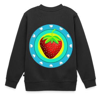 Erdbeere und Herzen - Kinder Premium Organic Sweatshirt - Schwarz - Hinten - AI Model Kid Female (0cm)