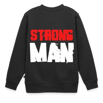 Strong Man Power Lifting Fitness Geschenke - Kinder Premium Organic Sweatshirt - Schwarz - Hinten - AI Model Kid Female (0cm)