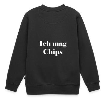 Ich mag Chips - Kinder Premium Organic Sweatshirt - Schwarz - Hinten - AI Model Kid Female (0cm)