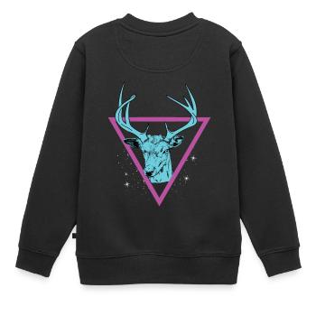 Hirsch - Hirschgeweih - Kinder Premium Organic Sweatshirt - Schwarz - Hinten - AI Model Kid Female (0cm)