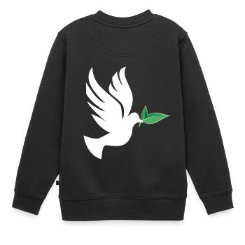 Frieden - Kinder Premium Organic Sweatshirt - Schwarz - Hinten - AI Model Kid Female (0cm)
