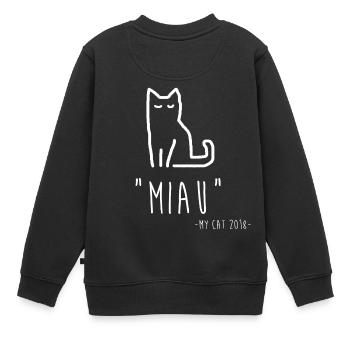 Miau Cat - Kinder Premium Organic Sweatshirt - Schwarz - Hinten - AI Model Kid Female (0cm)