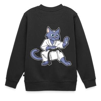 Katze Miau Miez Karate - Kinder Premium Organic Sweatshirt - Schwarz - Hinten - AI Model Kid Female (0cm)