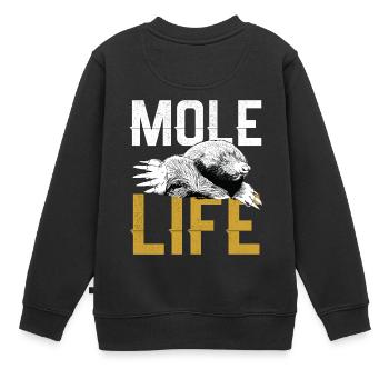 Maulwurf Leben - Kinder Premium Organic Sweatshirt - Schwarz - Hinten - AI Model Kid Female (0cm)