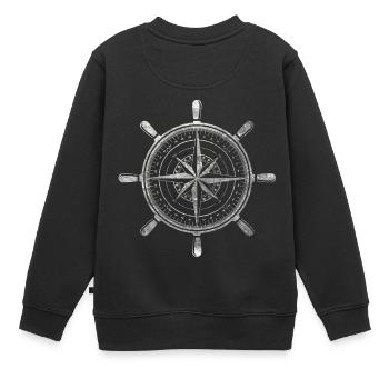 Boussole, grunge - Sweat Premium enfant bio - noir - Dos - AI Model Kid Female (0cm)