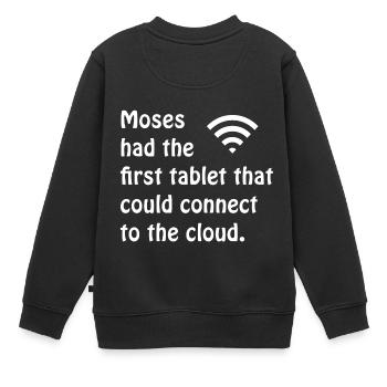 Moses had the first cloud - Kinder Premium Organic Sweatshirt - Schwarz - Hinten - AI Model Kid Female (0cm)