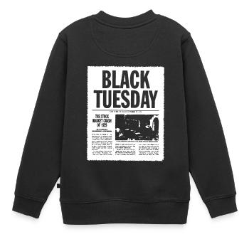 NOIR MARDI Marchés boursiers 1929 - Sweat Premium enfant bio - noir - Dos - AI Model Kid Female (0cm)
