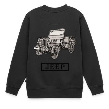 Willys Jeep dessin avec lettrage - Sweat Premium enfant bio - noir - Dos - AI Model Kid Female (0cm)