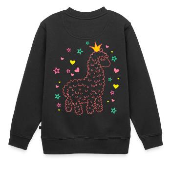 lama - Sweat Premium enfant bio - noir - Dos - AI Model Kid Female (0cm)