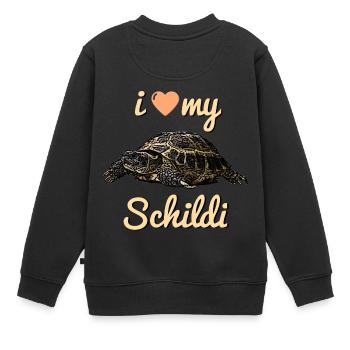 Schildi Schildkröte i love my turtle - Kinder Premium Organic Sweatshirt - Schwarz - Hinten - AI Model Kid Female (0cm)