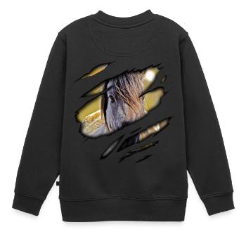 Duelmener Wildpferd in mir - Kinder Premium Organic Sweatshirt - Schwarz - Hinten - AI Model Kid Female (0cm)