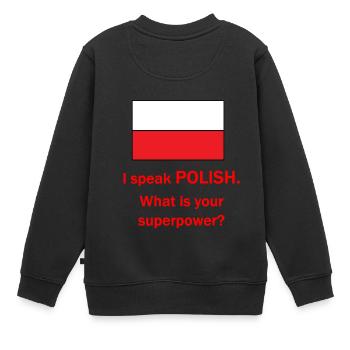 I speak polish - Kinder Premium Organic Sweatshirt - Schwarz - Hinten - AI Model Kid Female (0cm)