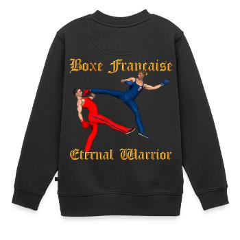 Savate Krieger - Kinder Premium Organic Sweatshirt - Schwarz - Hinten - AI Model Kid Female (0cm)
