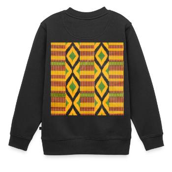 Motifs au losange coloré vert, jaune et noir - Sweat Premium enfant bio - noir - Dos - AI Model Kid Female (0cm)