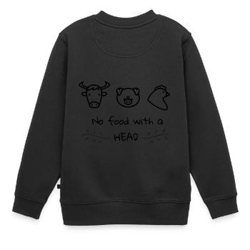 Vegan Plant Based No Food with a Head - Kinder Premium Organic Sweatshirt - Schwarz - Hinten - AI Model Kid Female (0cm)