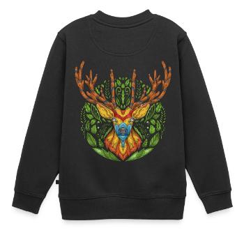 Tête de cerf de cerf - Sweat Premium enfant bio - noir - Dos - AI Model Kid Female (0cm)