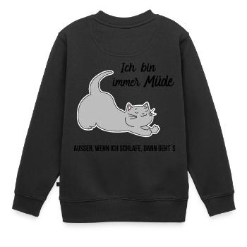 Katzen schlafen Katze Müde Schlaflos Geek Geschenk - Kinder Premium Organic Sweatshirt - Schwarz - Hinten - AI Model Kid Female (0cm)