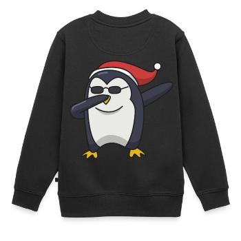 Pingouin tamponnant cadeau de Noël Hip Hop Cool - Sweat Premium enfant bio - noir - Dos - AI Model Kid Female (0cm)