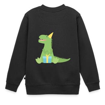 T Rex cadeau d’anniversaire - Sweat Premium enfant bio - noir - Dos - AI Model Kid Female (0cm)
