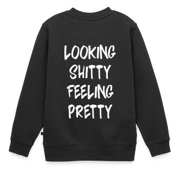 Dire des énonciations amusantes - Sweat Premium enfant bio - noir - Dos - AI Model Kid Female (0cm)