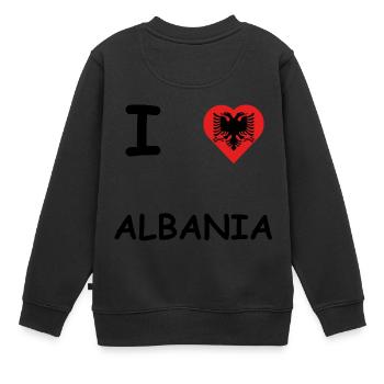 I LOVE ALBANIA / ALBANIEN GESCHENKIDEE - Kinder Premium Organic Sweatshirt - Schwarz - Hinten - AI Model Kid Female (0cm)