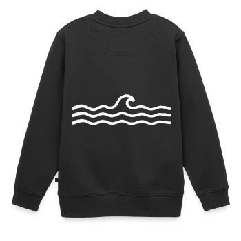 Wellen - Kinder Premium Organic Sweatshirt - Schwarz - Hinten - AI Model Kid Female (0cm)