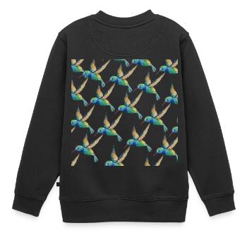 Kolibri-Muster-Vogel-Liebhaber-Geschenk-Entwurf - Kinder Premium Organic Sweatshirt - Schwarz - Hinten - AI Model Kid Female (0cm)