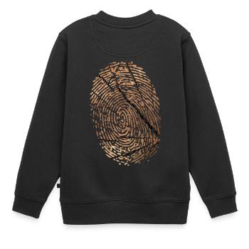 Fingerabdruck Holz - Kinder Premium Organic Sweatshirt - Schwarz - Hinten - AI Model Kid Female (0cm)