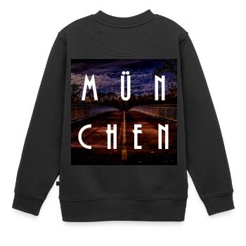München - Kinder Premium Organic Sweatshirt - Schwarz - Hinten - AI Model Kid Female (0cm)