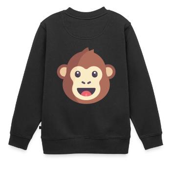 émoticône de singe marron - Sweat Premium enfant bio - noir - Dos - AI Model Kid Female (0cm)